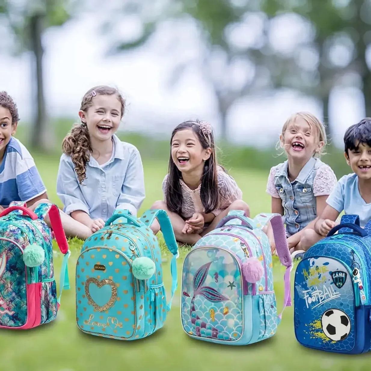 Childrens School Backpack Set with Lunch Bag Pencil Case Waterproof School Bags for Girls Mermaid Backpack Child Girl Book Bag