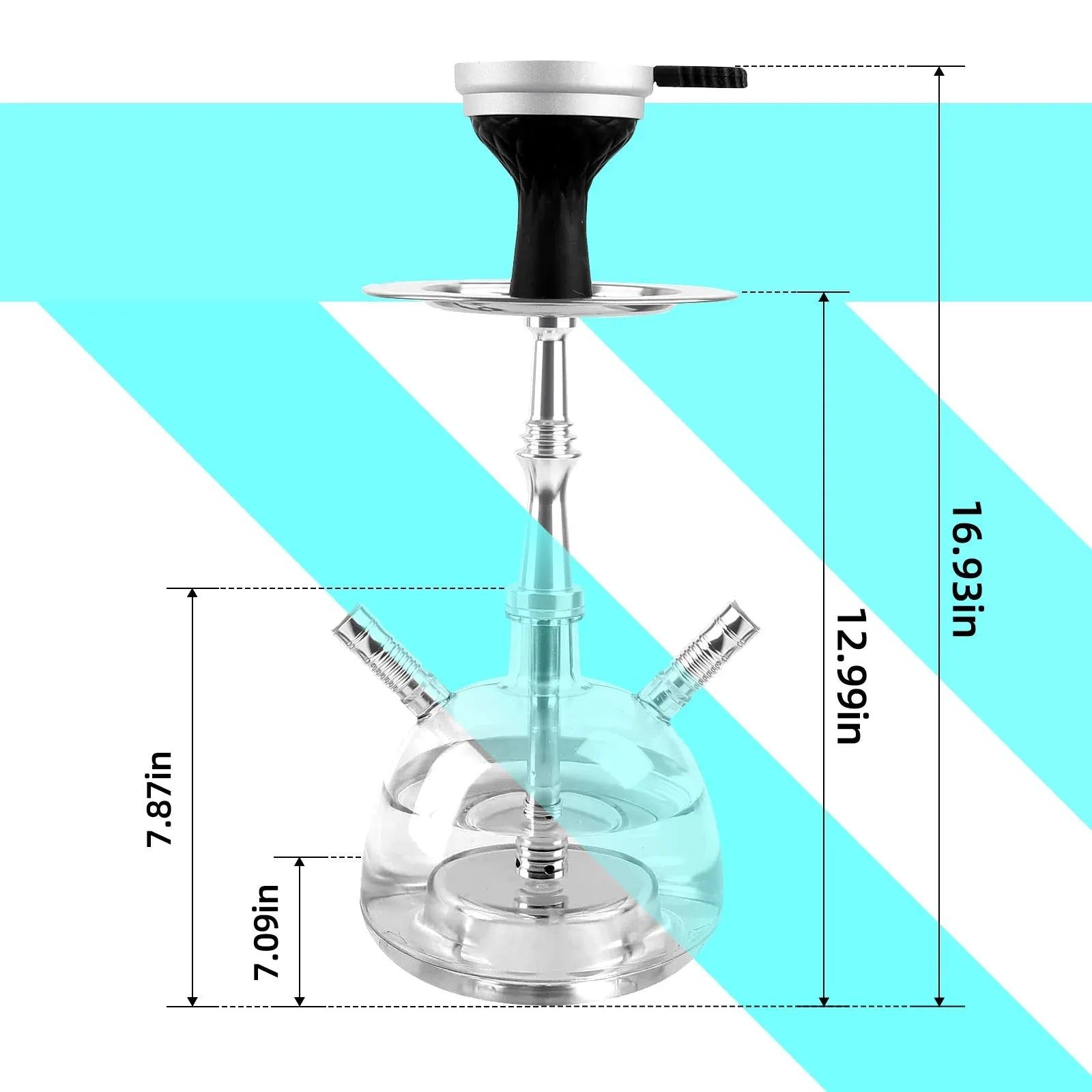 Hookah Set 2 Hose Hookahs Modern Acrylic Bubble Hookah Shisha Hooka 【QiQiCi】With Charcoal Holder Travel Bag