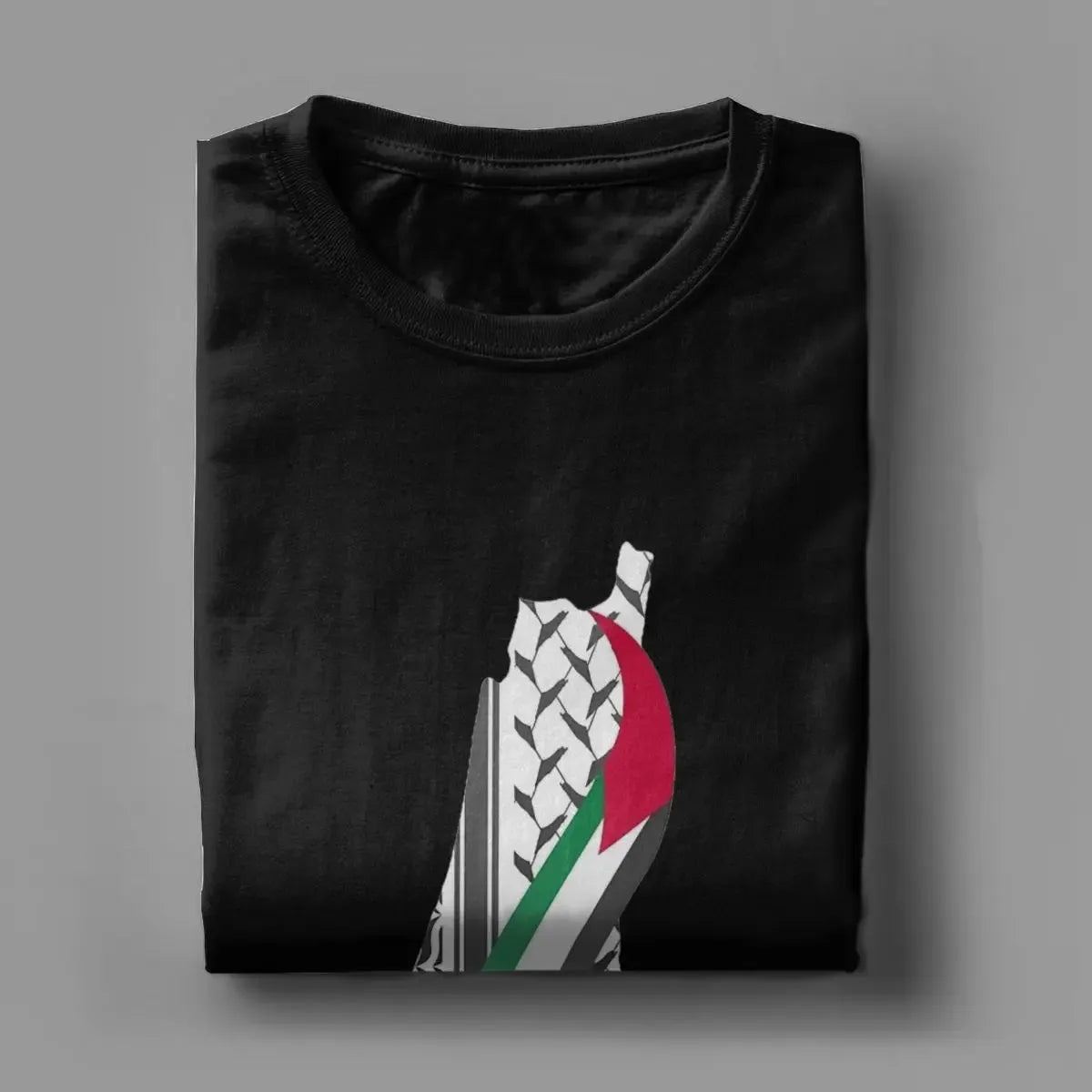 Palestinian Keffiyeh Palestine Map T-Shirt for Men Vintage 100% Cotton Tee Shirt Round Neck Short Sleeve T Shirts Gift Clothing