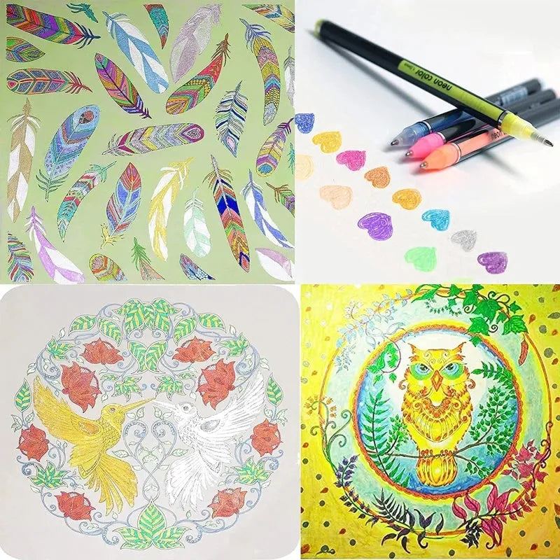 12/24Pcs Metallic Glitter Colors Gel Pens For School