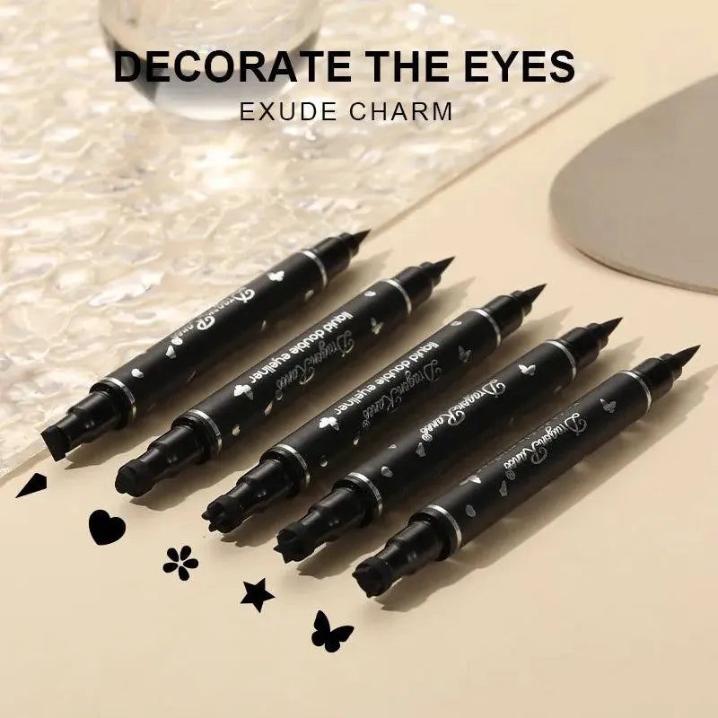 Double Head Waterproof Liquid Eyeliner Moon Star Heart Shapes Tattoo Stamp Quick To Dry Eye Liner Pencil Eyelash Makeup Tool