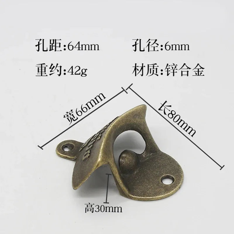 1PC Vintage Beer Bottle Opener Creative Wall Mounted Fixed Beer Bottle Opener Corona Zinc Alloy Bottle Opener