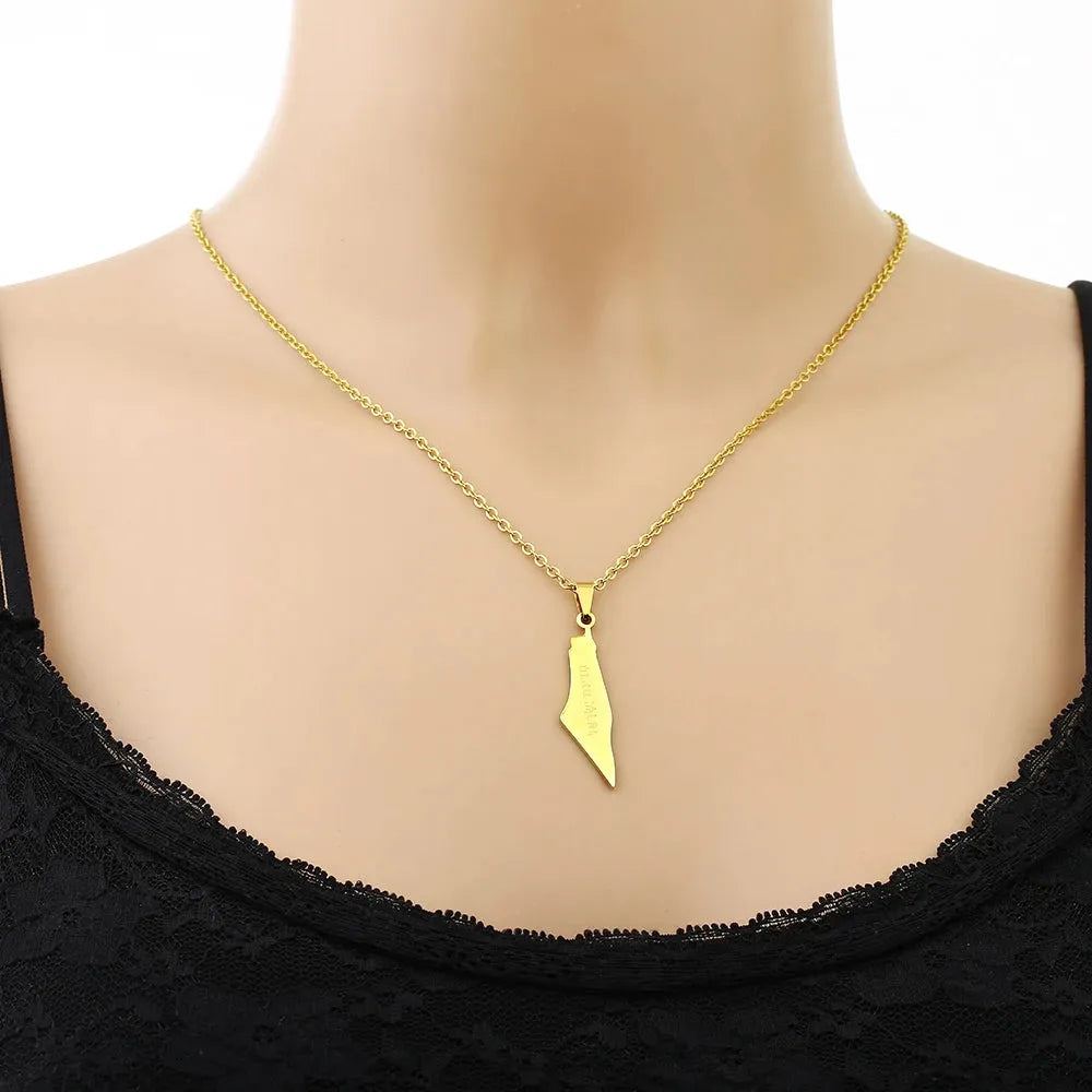 Fashion Palestine Map Pendant Necklace Stainless Steel Palestinians Maps Jewelry For Men Women Gift