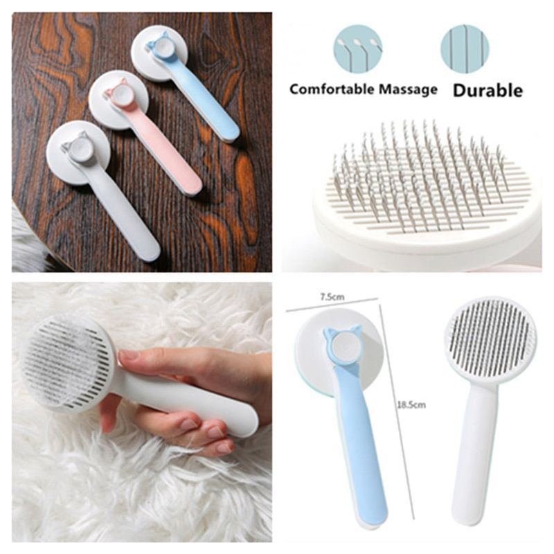 Cat Comb One-click Cat Brush Automatic Pet Hair Remover Pet Grooming Open Knot Comb for Cats Grooming Handle Brush Pet Supplies - Jointcorp