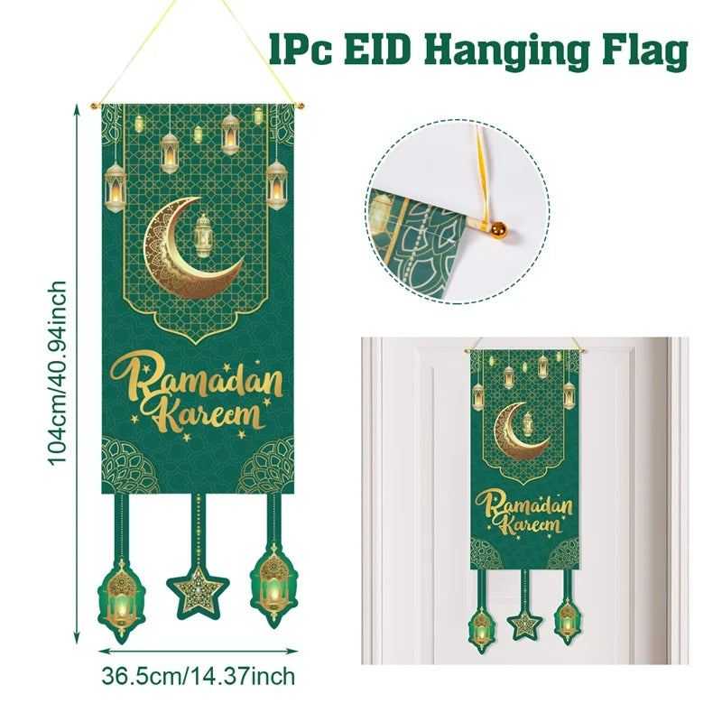 Eid Mubarak Decoration 2025 Hanging Flag Ramadan For Home Door Islamic Muslim Party Decor Ramadan Kareem Banner Eid Al-Fitr Gift