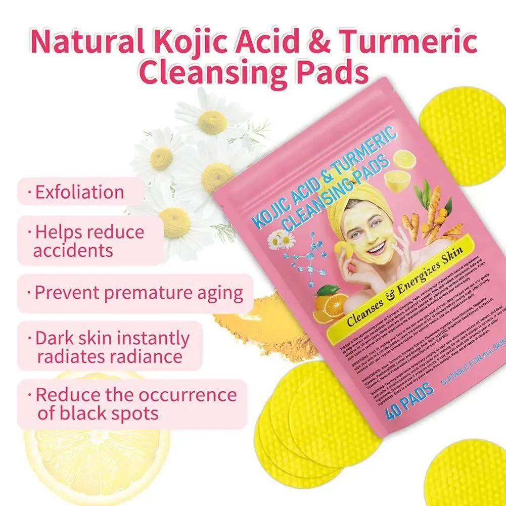 Turmeric Kojic Acid Cleansing Pads Oil Control Facial Sponges Keratin Exfoliating Pads Daily Cleansing For Skin Care Product