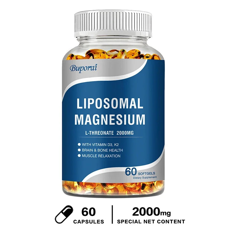 Liposomal Magnesium L-Threonate - Supports Sleep, Boosts Energy Levels, Promotes Brain and Bone Health and Muscle Relaxation