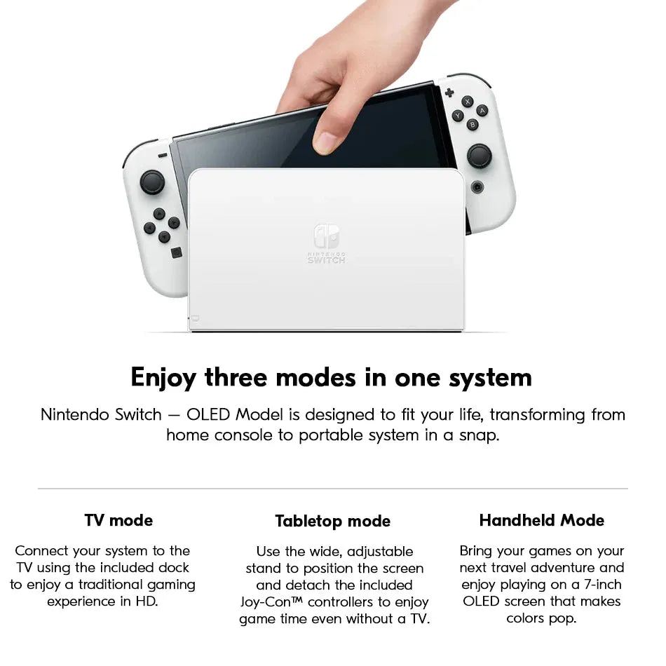 Original Nintendo Switch OLED Model 64GB White / Neon 7'' OLED Screen 3 Play Modes Joy-Con Controllers Portable Game Console