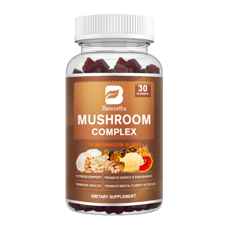 Beworths Lion's Mane Mushroom Complex Gummies Brain Memory Booster Focus & Mood Health Relieve Stress Relax Your Body