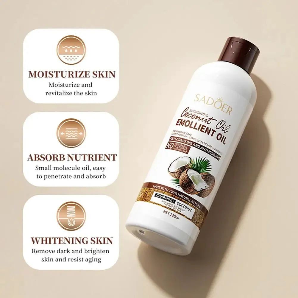 Organic Coconut Oil Massage Body Oil Moisturizing, Firming,Lightweight And Deeply Nourishing Dry Skin For Body Care Oil 250ml