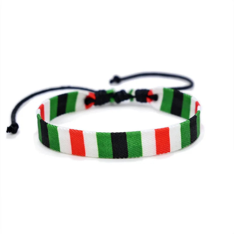 Multicolor Manual Weave Palestine Bracelet Gaza Color Arabic Ethnic Style Men Women Adjustable Accessories Gifts hépīng Peace