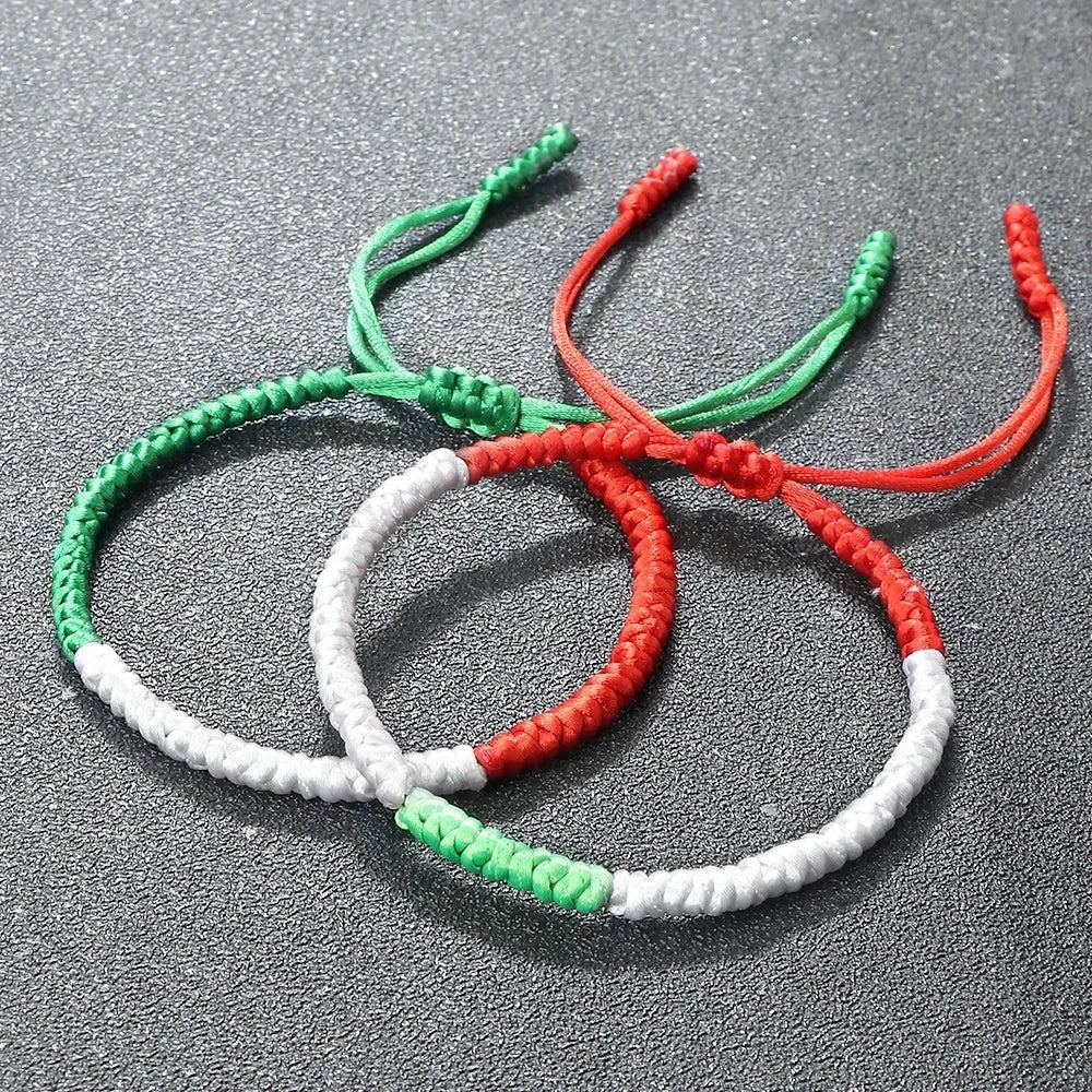 Hot Flag Color Palestine Handmade Braided Bracelet Middle Eastern Country Kuwait Qatar Mixed Colors Bracelets Jewelry Men Women