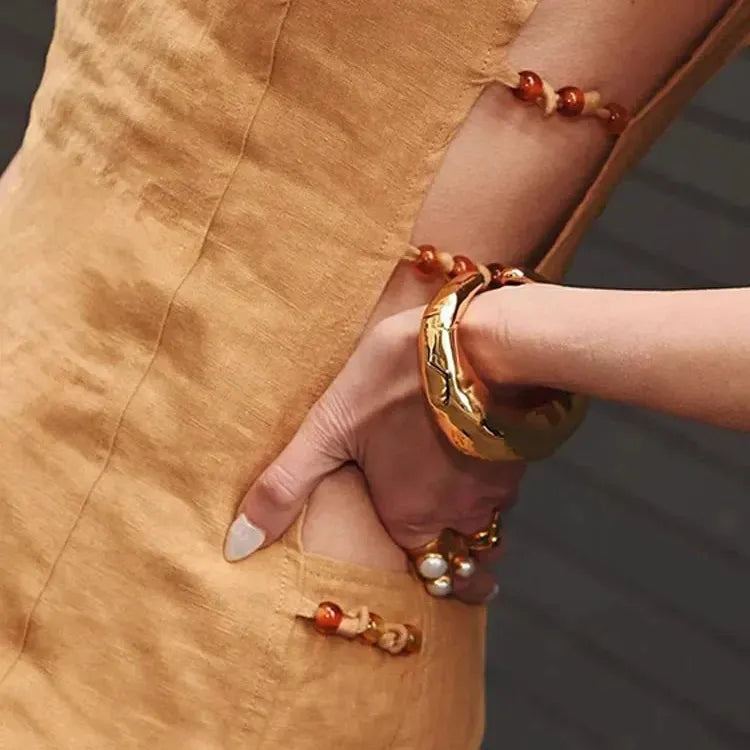 Chic Side Beaded Hollow Out Women Mini Dresses O-neck Backless Sleeveless Slim Dress 2024 Spring Lady High Street Vestidos