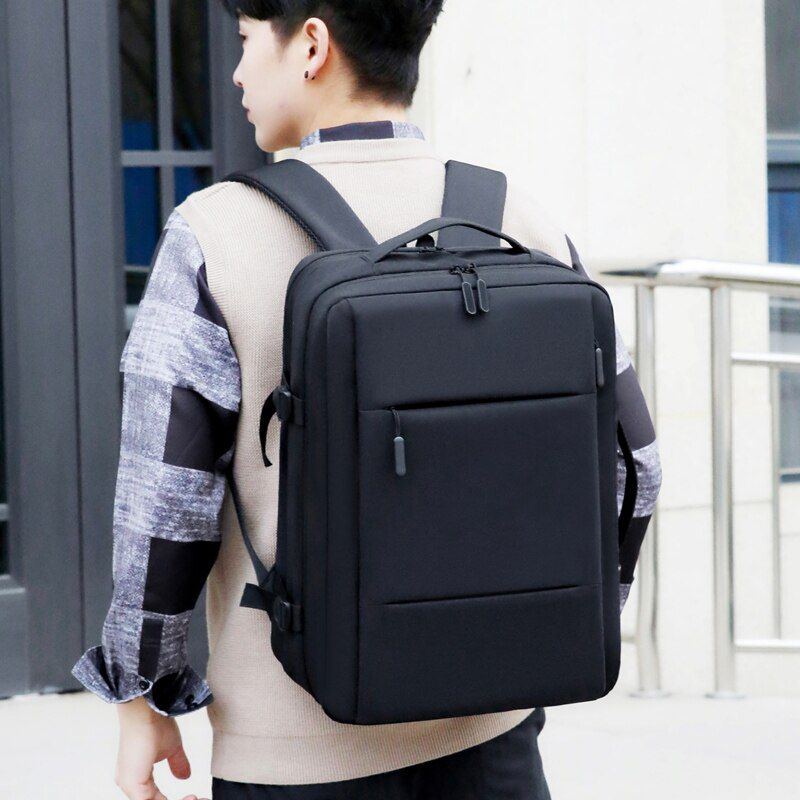 Men Large Capacity Expandable Backpack USB Charging Male Laptop Bagpack Waterproof Business Travel Back Pack Luggage Bag Mochila