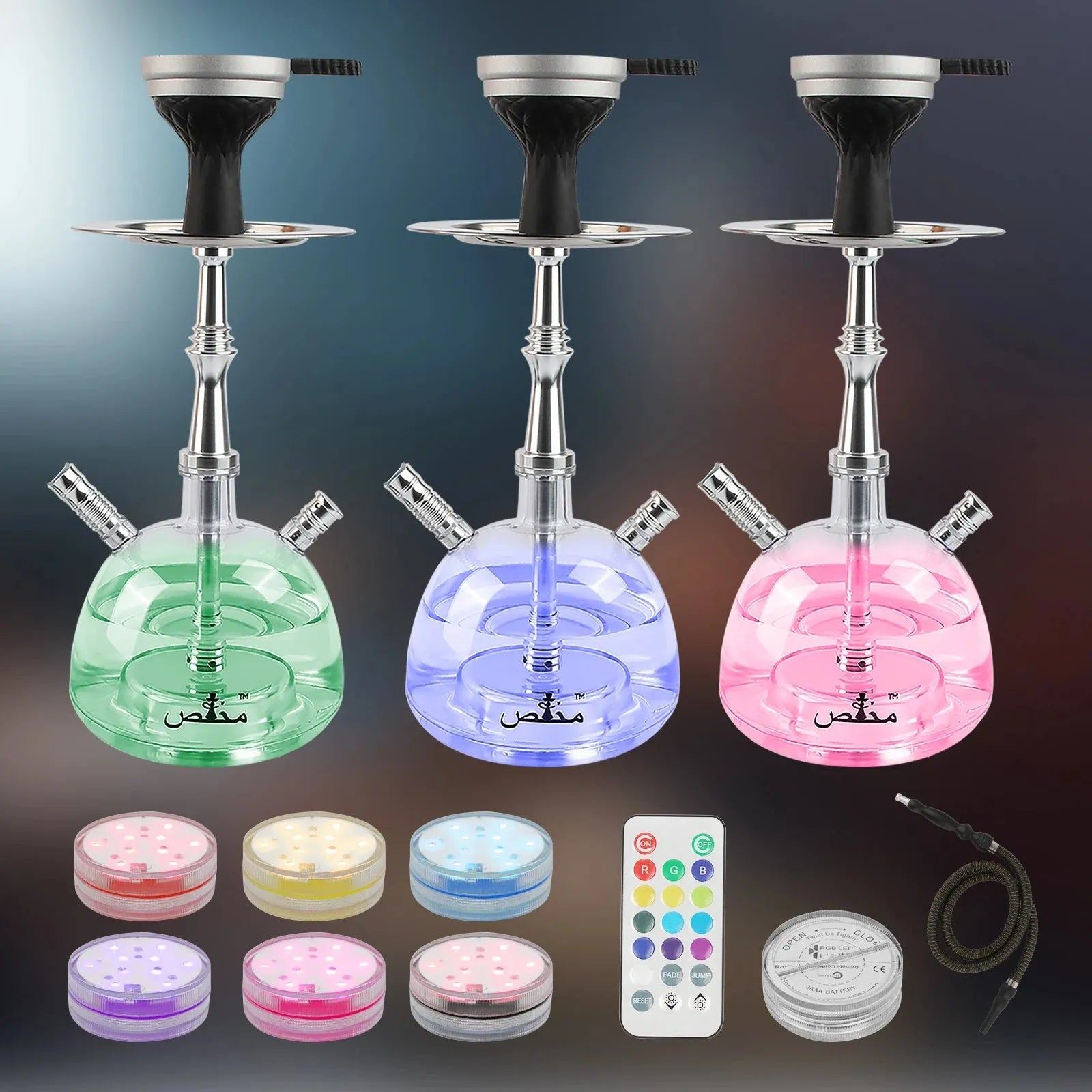 Hookah Set 2 Hose Hookahs Modern Acrylic Bubble Hookah Shisha Hooka 【QiQiCi】With Charcoal Holder Travel Bag