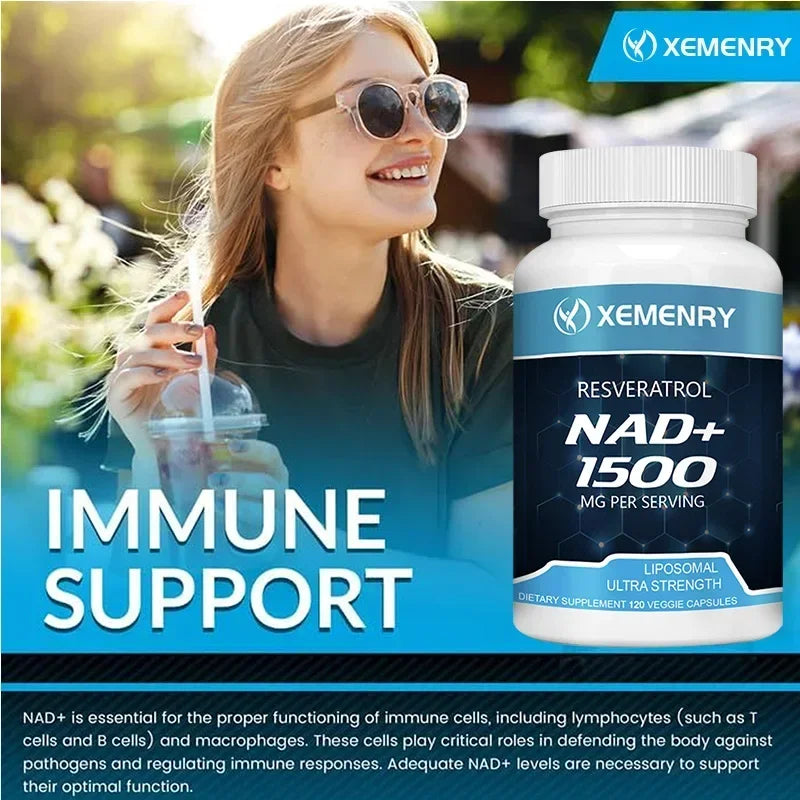 NAD Supplement, 1500mg - Liposomal NAD+ Supplement with Resveratrol, Stamina & Healthy Aging - Strength Capsules