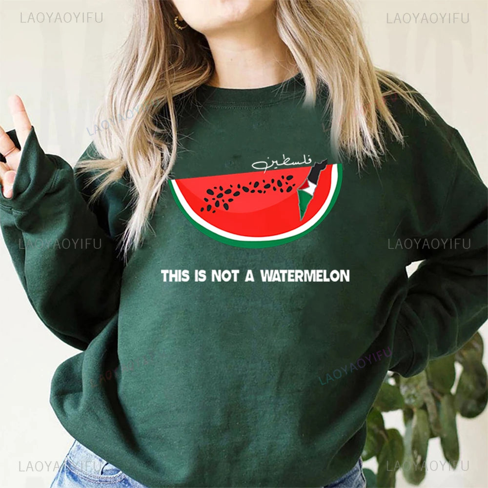 This Is Not A Watermelon Sweatshirt "Ceci N'est Pas Une Pastèque" Hoodie Freedom Crewneck Sweatshirt Arab Gift Pullover