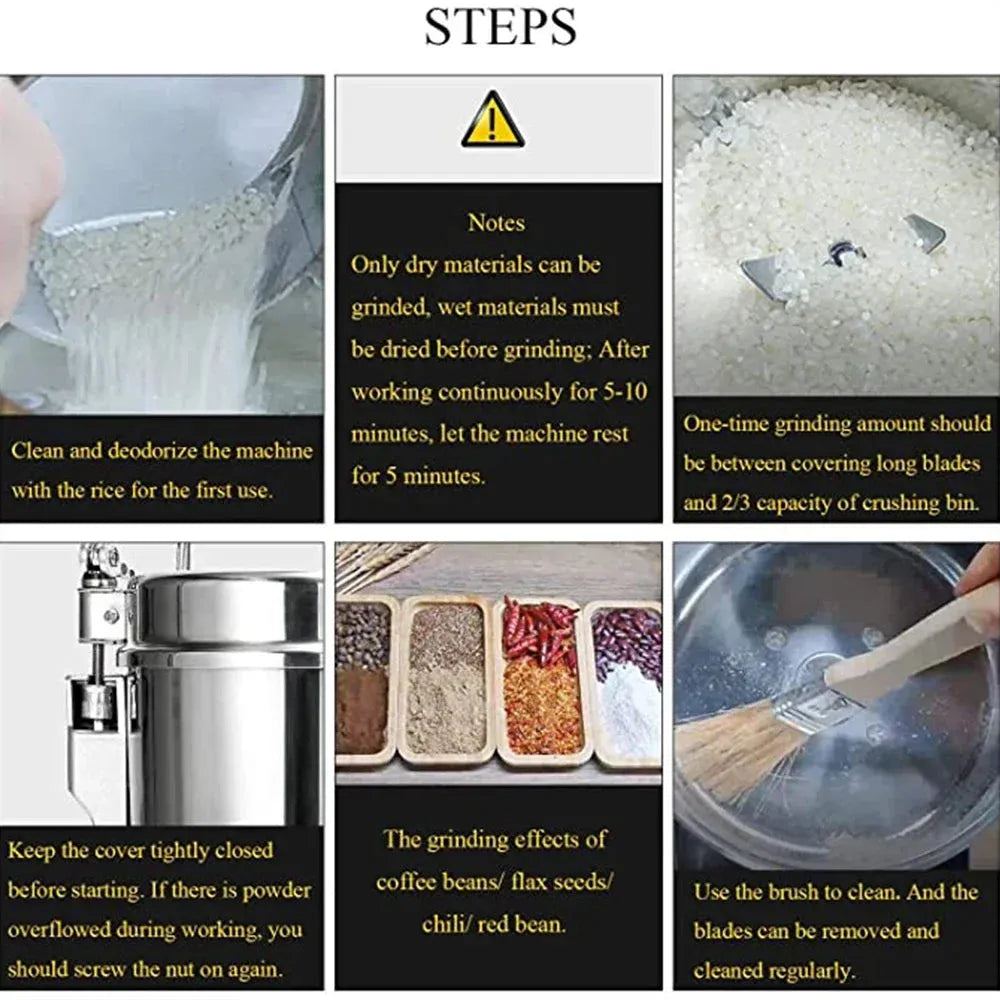 800g Swing Type Spices Grinder Grains Spices Hebals Cereals Dry Food Grinder Electric Grain Mill Grinder Powder Crusher