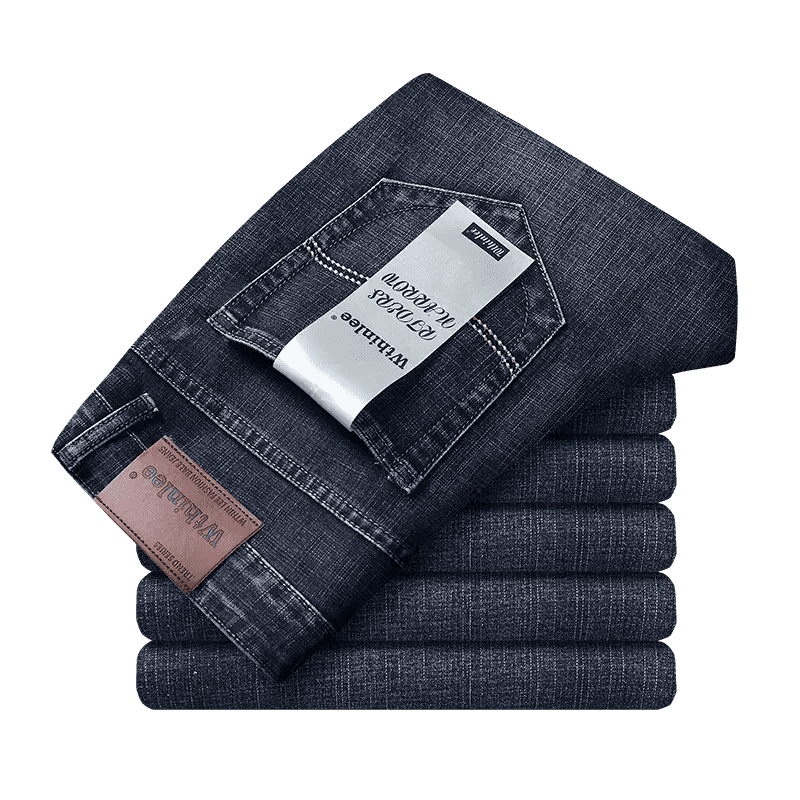Wthinlee New Business Men's Jeans Casual Straight Stretch Fashion Classic Blue Black Work Denim Trousers Male Brand Clothing
