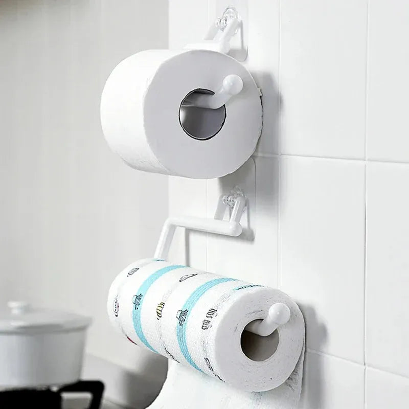 No-punch Kitchen Paper Holder Bathroom Storage Paper Towel Holder Toilet Wall Hook Toilet Paper Stand Home Organizer Toilet Acce