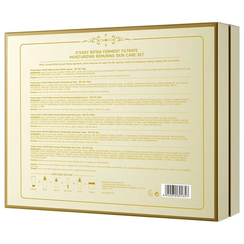 OKADY Hot Sales Low Discount Bifida Ferment Lysate Moisturizing Anti-Aging Lotion Toner Cream Organic Skin Care Set