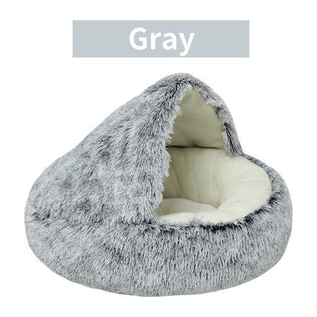 Plush Round Cat Bed Pet Mattress Warm Soft Comfortable Basket Cat Dog 2 in 1 Sleeping Bag Nest for Small Dogs - Jointcorp