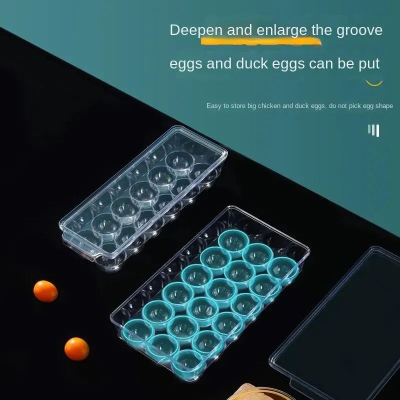 Refrigerator Egg Storage Container Food Grade Sealed Kitchen Organizer Large PET Transparent Lattice Egg Storage Container