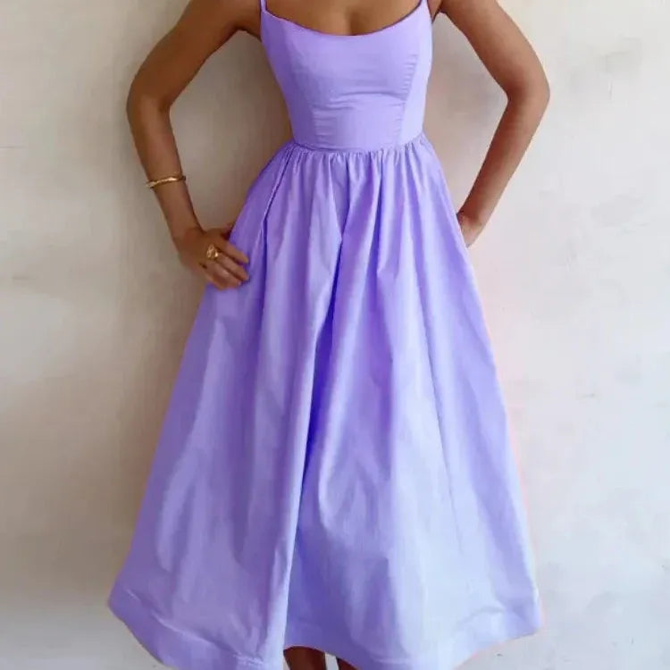 Plus Size Suspender Frock Women Dress U-neck Female Clothing Pleated Large Hem Dress Summer Streetwear Valentine's Day Outfits