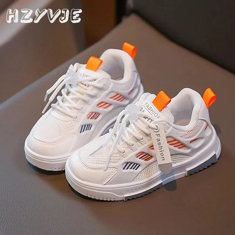 Children's Spring and Autumn Sports Board Shoes Kids Boys Trend Breathable Sneakers Basketball Shoes Grils All-match White Shoes