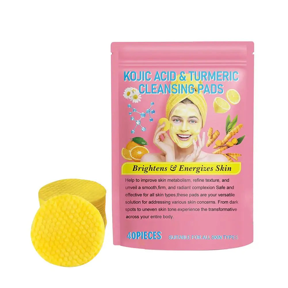40/50pcs Kojic Acid Turmeric Cleansing Pads Curcuma Longa Root Facial Sponges Exfoliating Pads Daily Cleansing Skin Care Product