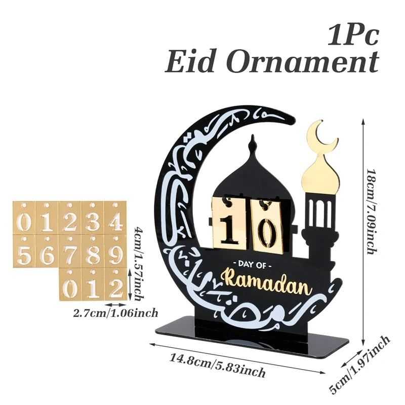 Ramadan Countdown Calendar Acrylic Eid Mubarak Ornament Kareem Ramadan Decoration 2025 For Home Islamic Muslim Party Decor Gifts