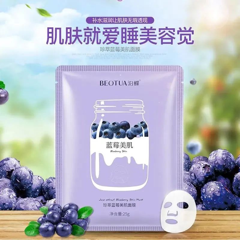 15pcs BEOTUA Fresh Fruit Face Mask Hyaluronic Acid Hydrating Facial Mask Moisturizing Firming Face Masks Skin Care