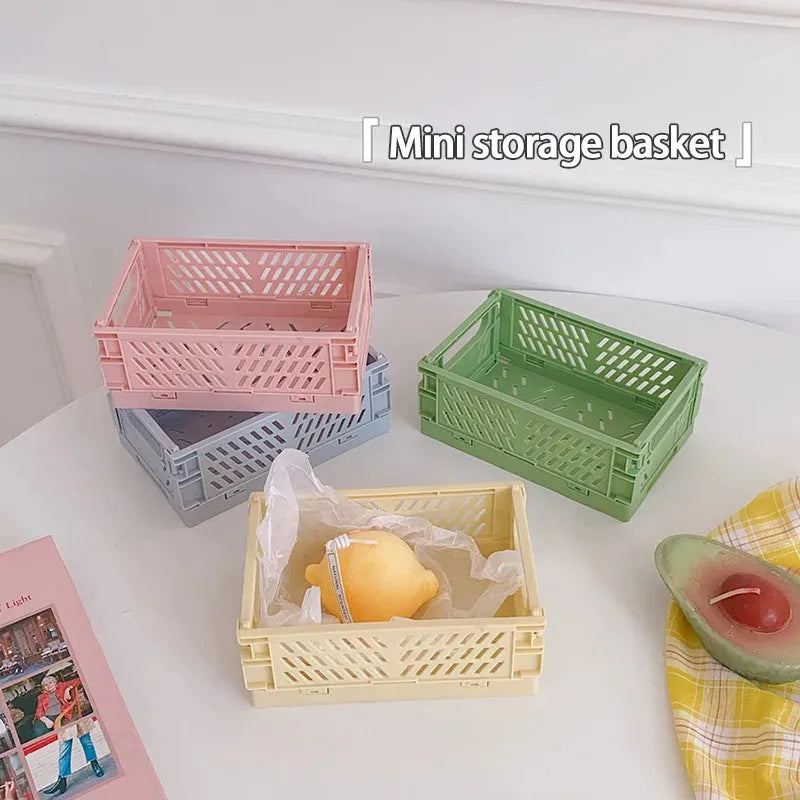 Plastic Stackable Foldable Stationary Holder Simple Cute Student Office Desktop Storage Stationery Organizer Storage Bags Basket