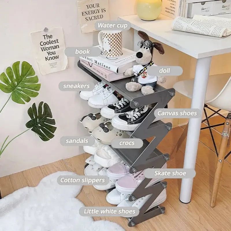 Simple Shoe Rack Organizer Cabinets Shoe Box Storage Layered Assembly ZType Shoe Hanger Space Saving for Household and Dormitory