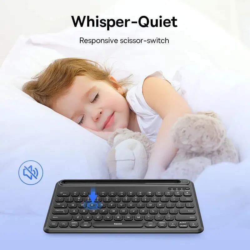 Baseus Wireless Keyboard for iPad K02 Ultrathin 3-Mode 10,000mAh Battery Recharging 78-Key Mini Protable Bluetooth 5.1 Keyboard