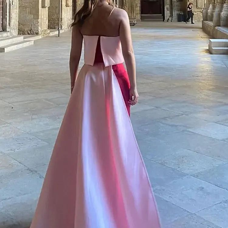 Women Elegant Long Dress Fashion Off Shoulder Strapless Sleeveless Splited Robe 2024 Chic Lady Evening Party Gown Vestidoes
