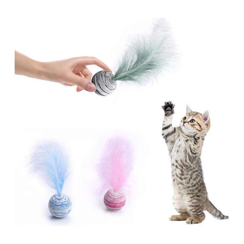 Cat toy Ball Feather Funny Cat Toy Star Ball Plus Feather Foam Ball Throwing Toys Interactive Plush Toys Pet Supplies katten toy - Jointcorp