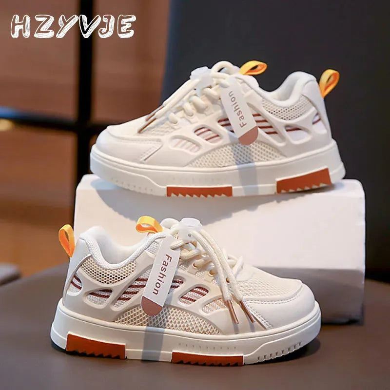 Children's Spring and Autumn Sports Board Shoes Kids Boys Trend Breathable Sneakers Basketball Shoes Grils All-match White Shoes
