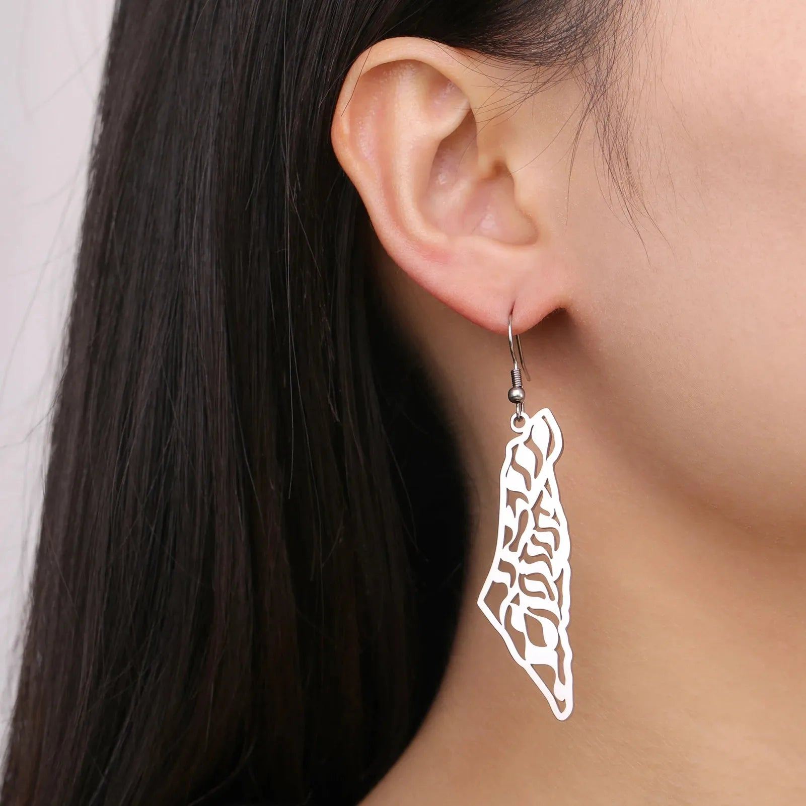 LIKGREAT Fashion Hollow Geometry Drop Earrings Simple Cute Steel Color Long Earrings For Women Men Jewelry Party Gifts Wholesale
