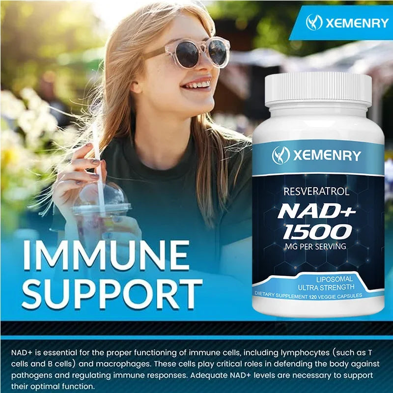 NAD+ Supplements - with Resveratrol - Natural Energy Supplement, Support Cell Health, Anti-aging, Enhance Immunity