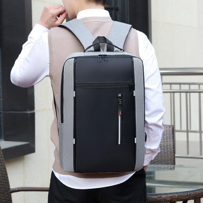 A 15.6 Inch Men's Business Casual Computer Bag Multi-pocket Large Capacity Usb Portable Charging Shoulder Backpack