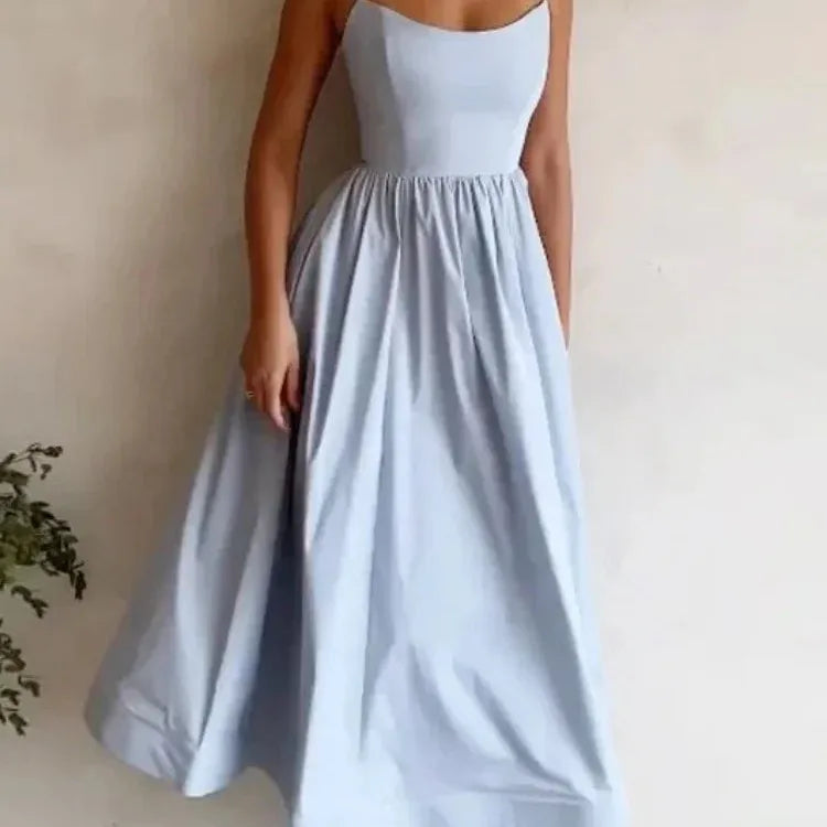 Plus Size Suspender Frock Women Dress U-neck Female Clothing Pleated Large Hem Dress Summer Streetwear Valentine's Day Outfits