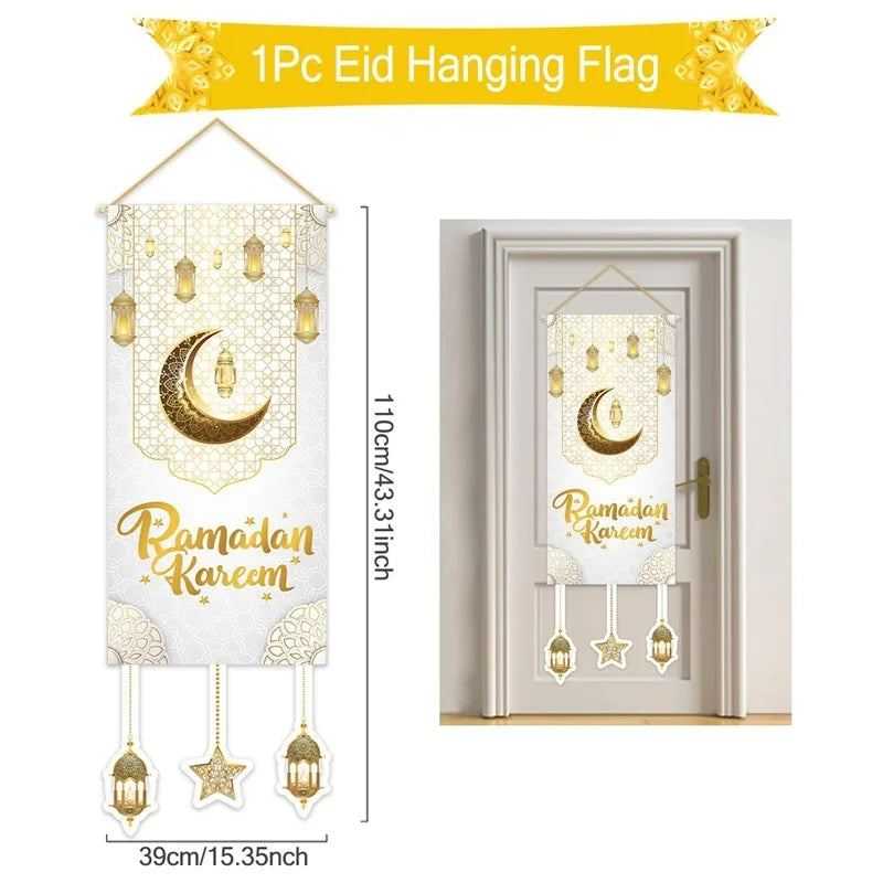 Eid Mubarak Decoration 2025 Hanging Flag Ramadan For Home Door Islamic Muslim Party Decor Ramadan Kareem Banner Eid Al-Fitr Gift