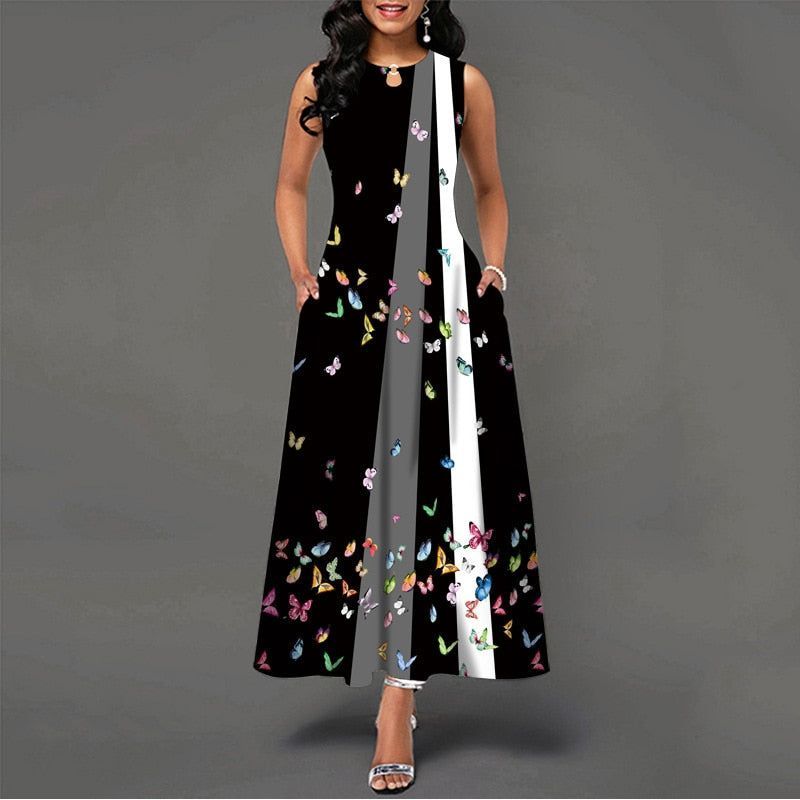 Women New Loose Floral Vintage Hole Ruffles Befree Dress Large Big Summer Camis Party Elegant Maxi Dresses