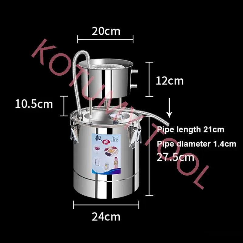 10L Water Alcohol Distiller Stainless Steel DIY Moonshine Equipment for Whisky Wine Still Home Brewing Kit