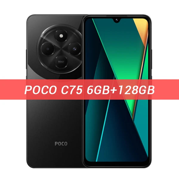 Global Version POCO C75 NFC Smartphone 50MP Dual Camera 6.88' 120Hz Dot Drop Display Massive 5160mAh Battery 18W Fast Charging