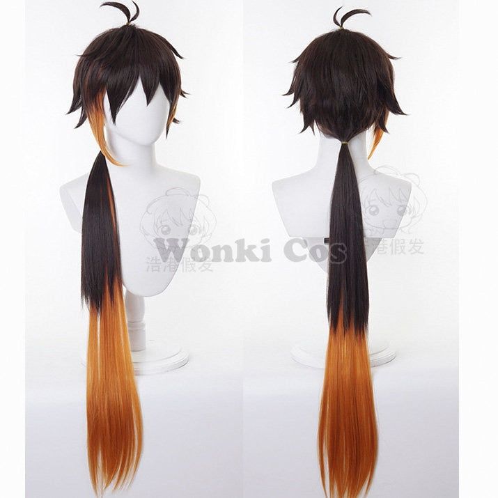 Genshin Zhongli Cosplay Costume Wig Hair Genshin Impact Liyue Morax Zhong Li Cosplay Outfits Costumes