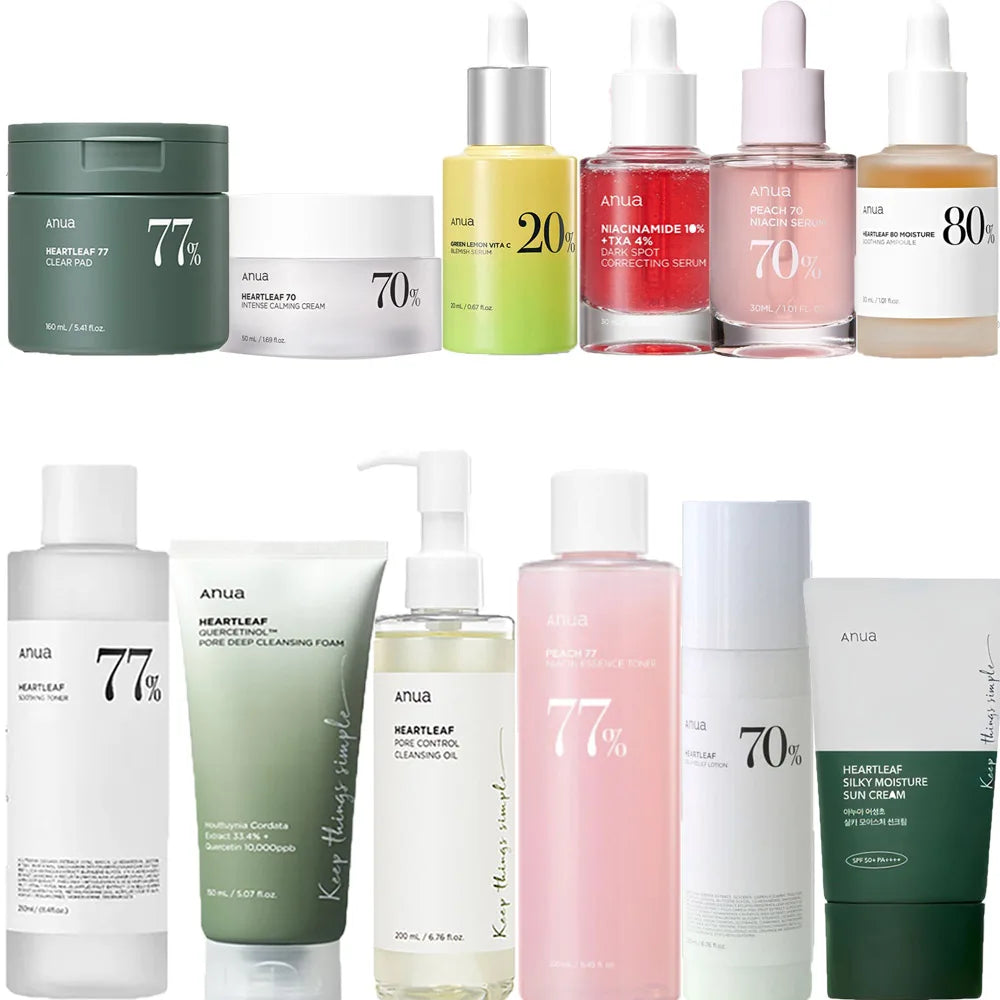 Anua Skincare Set Pore Control Cleansing Oil Quercetin Pore Deep Cleansing Foam Heartleaf 77 Soothing Toner Skin Moisturizer