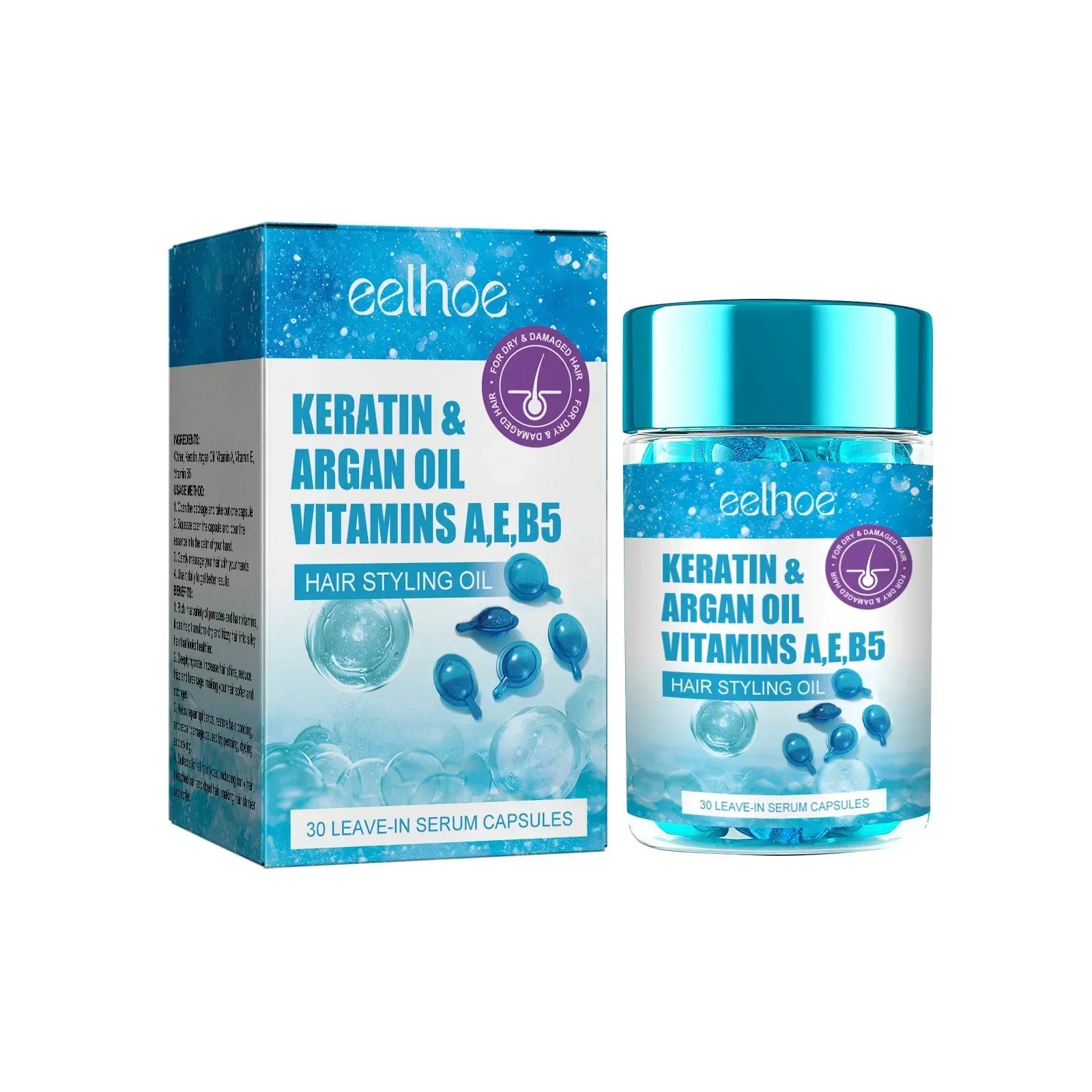 Hair keratin oil vitamin capsules Repair Curly Hair Damage Essential Oil Anti Hair Loss Essence Silky Deep Moisturizing Hair New