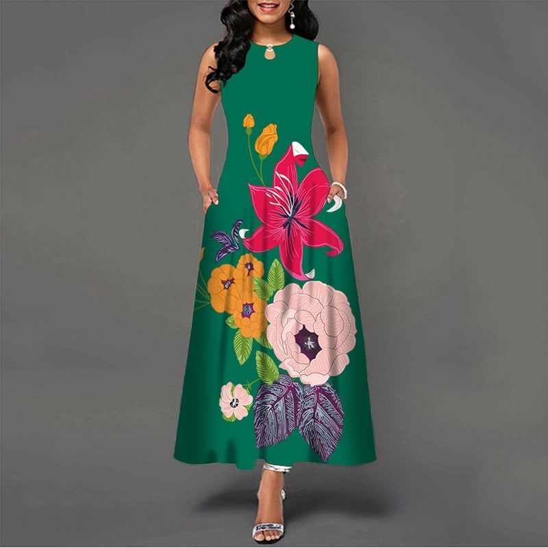 Women New Loose Floral Vintage Hole Ruffles Befree Dress Large Big Summer Camis Party Elegant Maxi Dresses